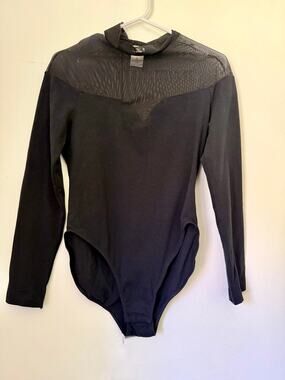 Vintage 90s Y2K Victoria Secret Black Sheer Mesh Sexy Body Suit One Piece Med L